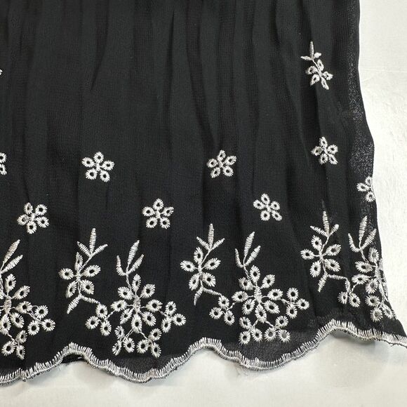 Maggie Barnes Semi Sheer Blouse 2X Button Up Black Floral Ruffle Collar *Flaw - Picture 10 of 11